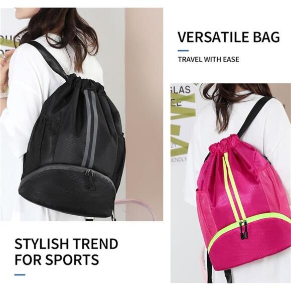 Drawstring Backpack Gym Bag with Shoes Compartment for Soccer, Basketball, main image 5
